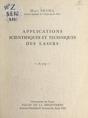cover image of Applications scientifiques et techniques des lasers